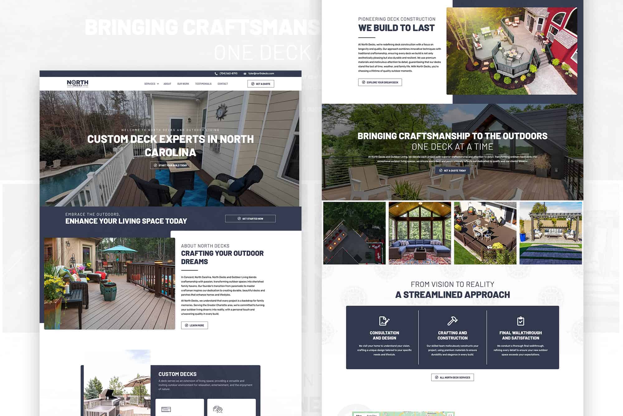 North Decks custom homepage design