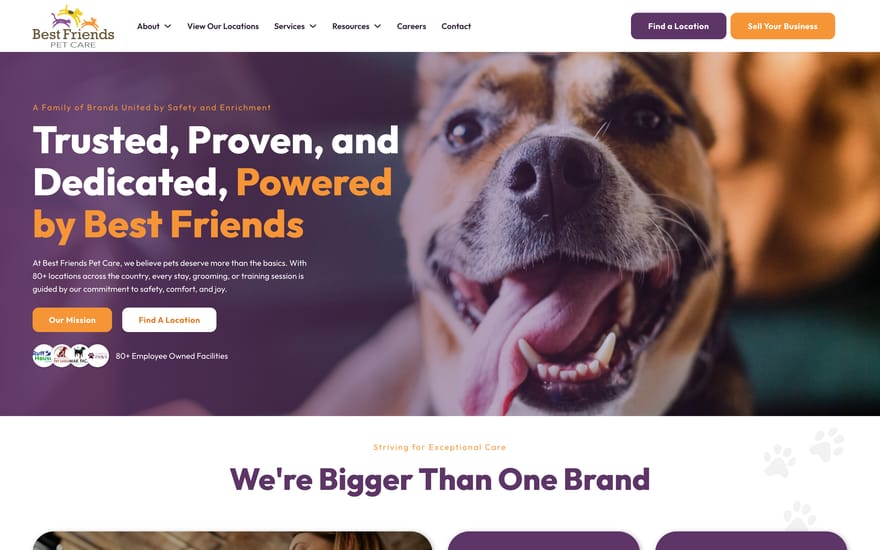 Best Friends Pet Care website by True Mtn