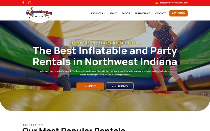 The Bounce House Company website designed by True Mtn