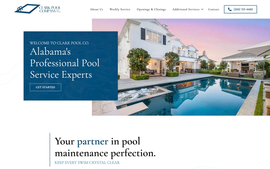 Clark Pool Company website designed by True Mtn