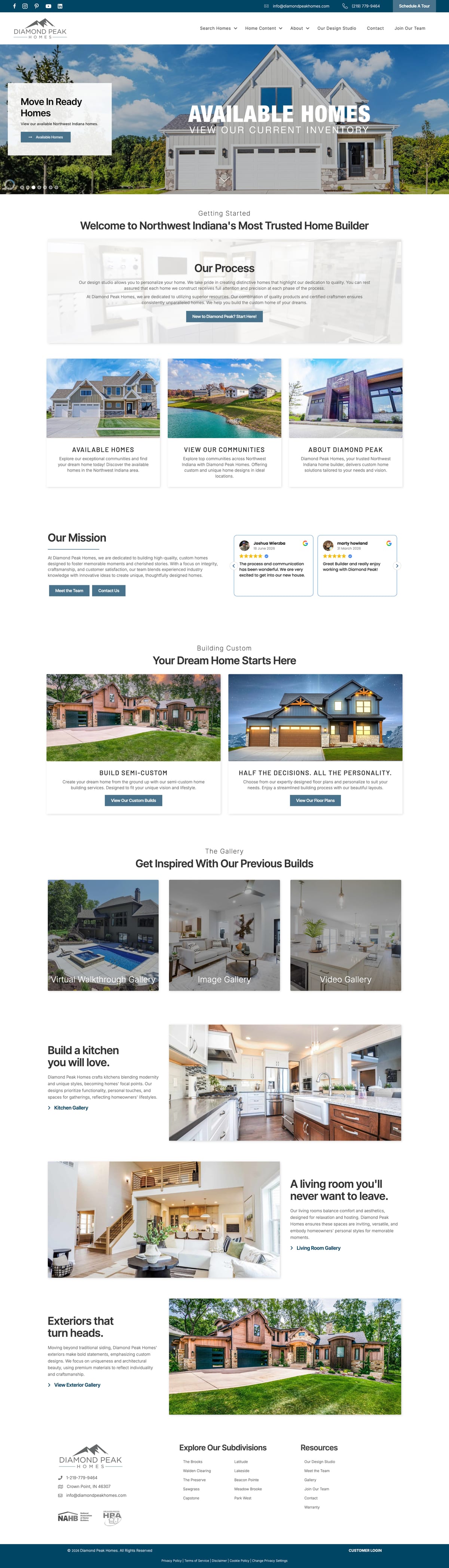 Diamond Peak Homes full website by True Mtn