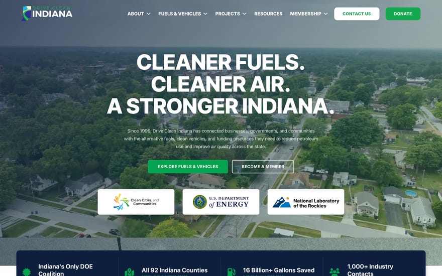 Drive Clean Indiana website designed by True Mtn