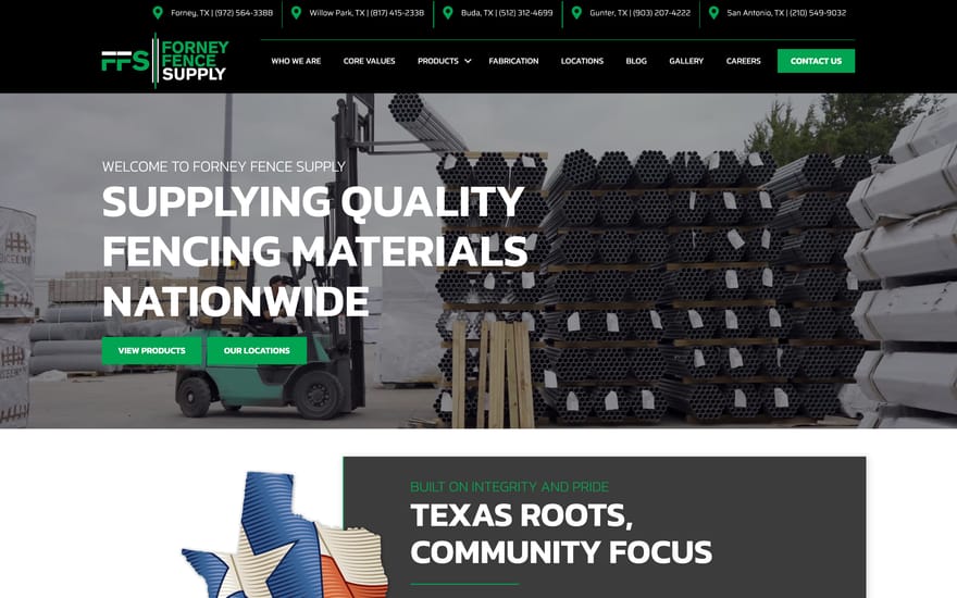 Forney Fence Supply website by True Mtn