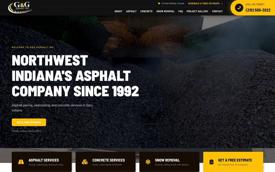 G&G Asphalt Maintenance website designed by True Mtn