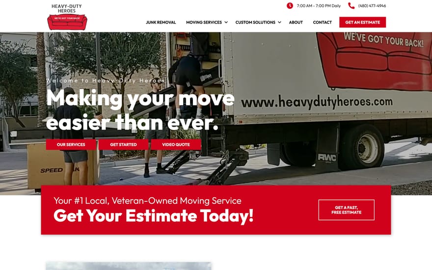 Heavy-Duty Heroes website designed by True Mtn