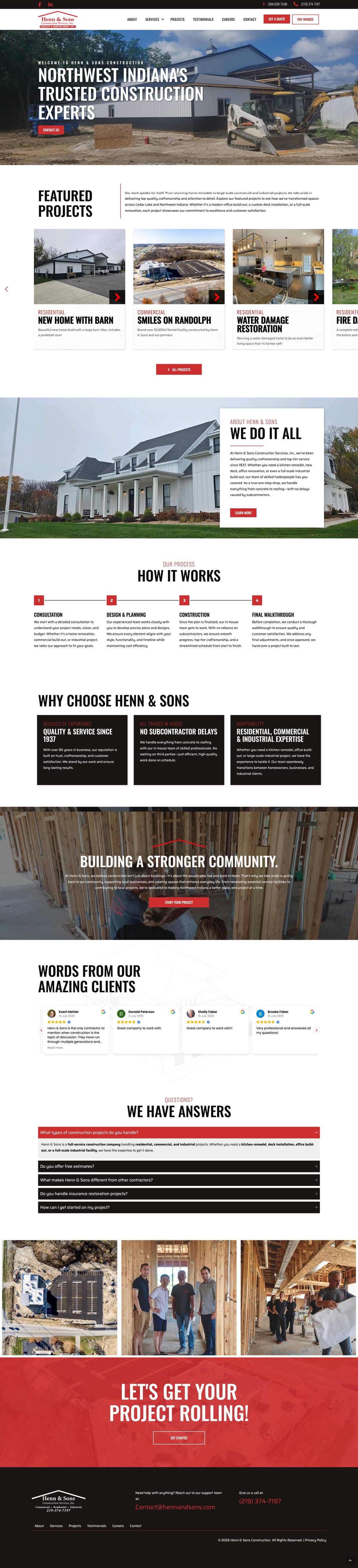 Henn & Sons Construction full website by True Mtn