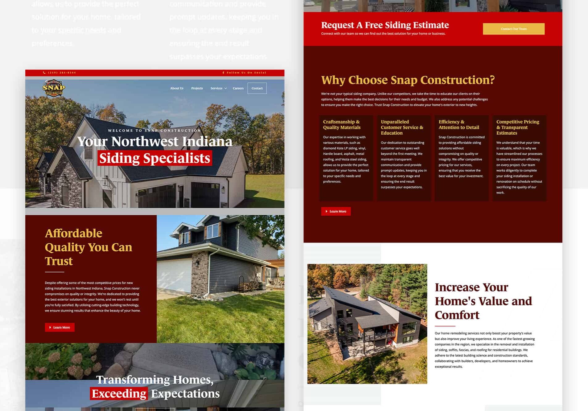 Snap Construction website design