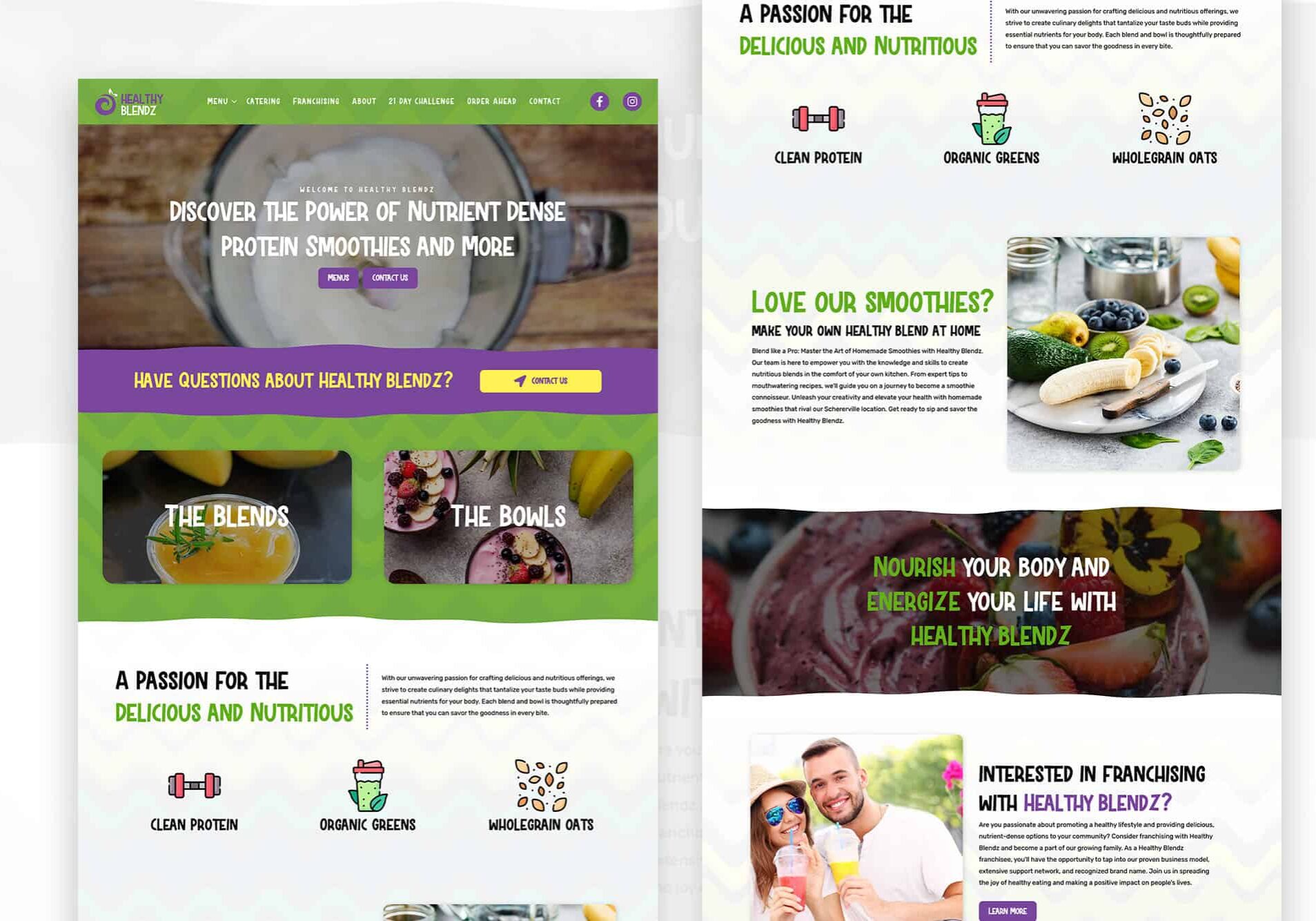 Healthy Blendz website design