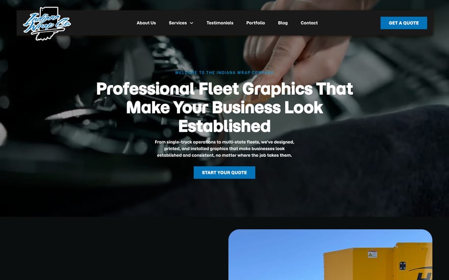 Indiana Wrap Co website designed by True Mtn