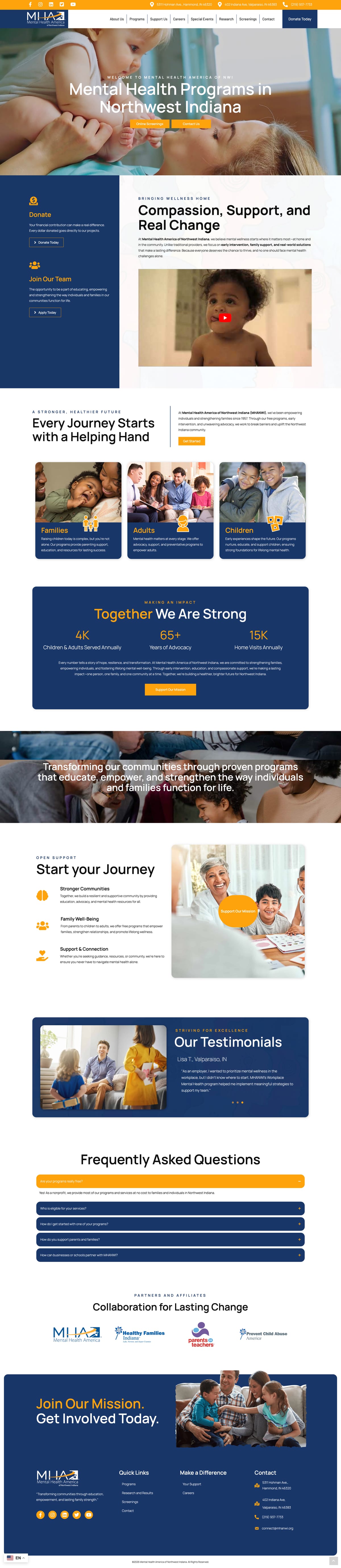Mental Health America of Northwest Indiana full website by True Mtn
