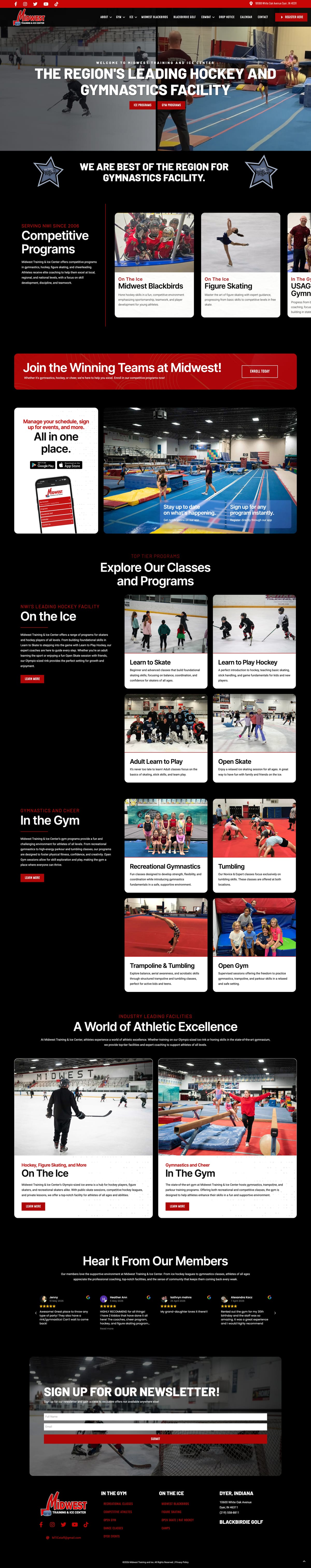 Midwest Training & Ice Center full website by True Mtn