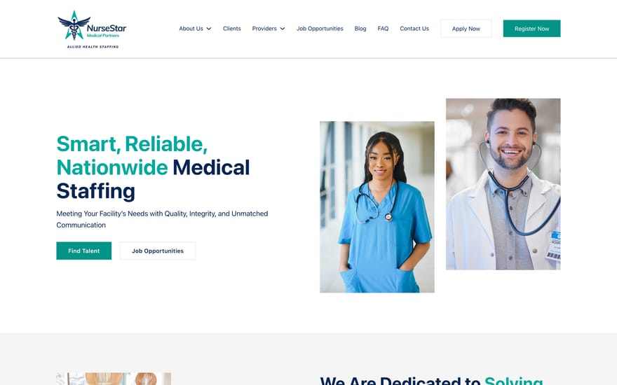 NurseStar Medical Partners website designed by True Mtn
