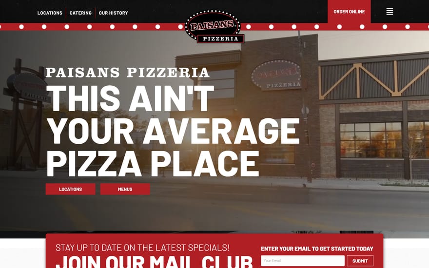 Paisans Pizzeria website designed by True Mtn
