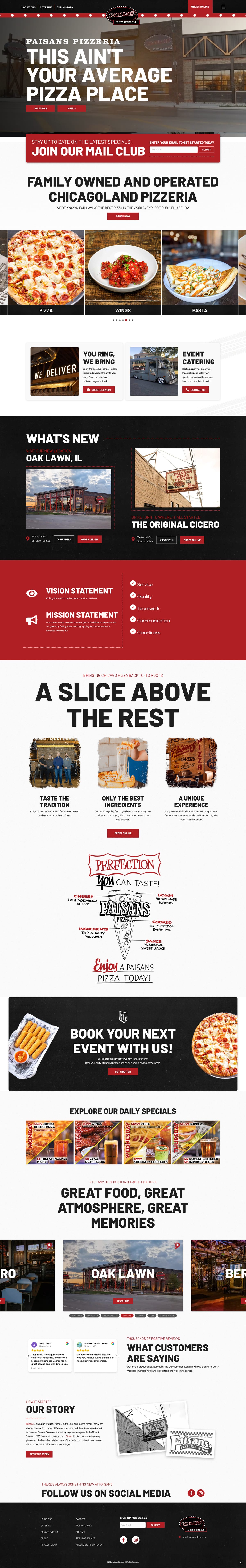 Paisans Pizzeria full website by True Mtn