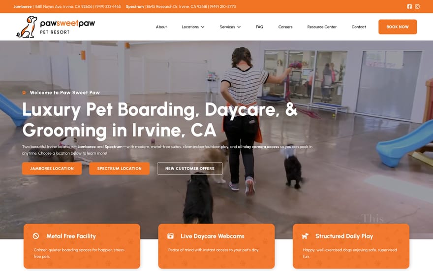 Paw Sweet Paw Pet Resort website by True Mtn