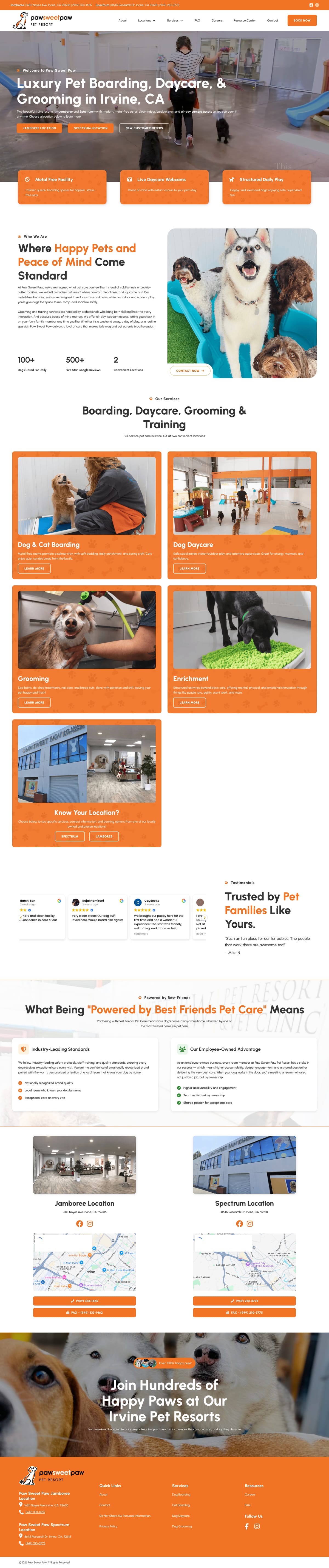 Paw Sweet Paw Pet Resort full website by True Mtn