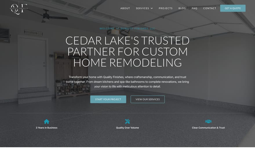 Quality Finishes website designed by True Mtn
