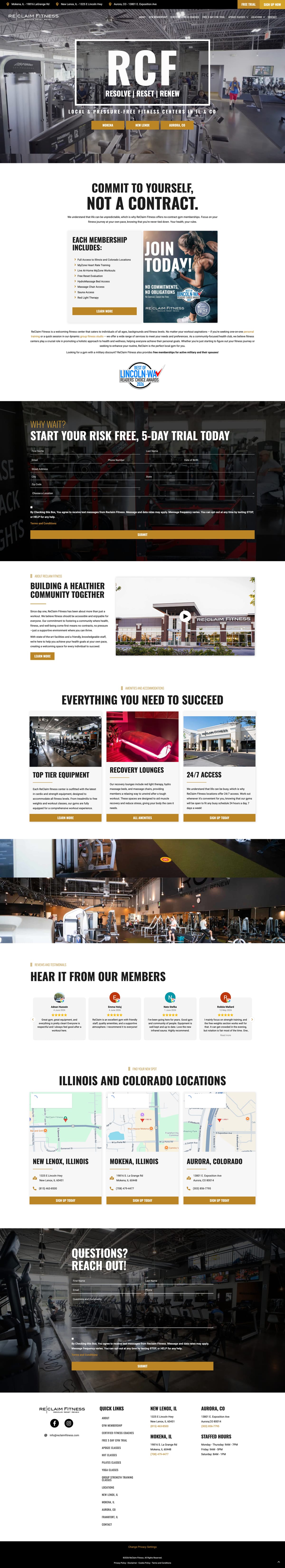 ReClaim Fitness full website by True Mtn