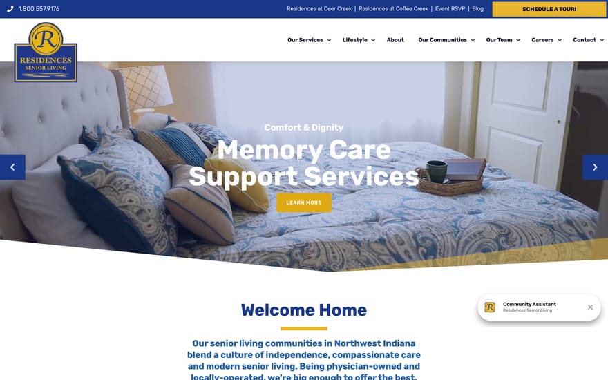 Residences Senior Living website designed by True Mtn