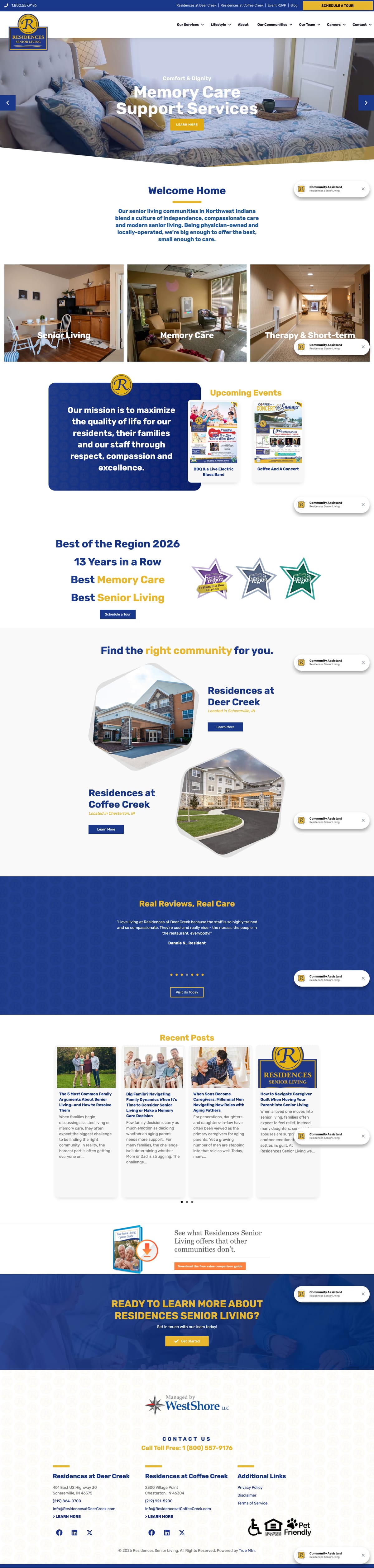 Residences Senior Living full website by True Mtn