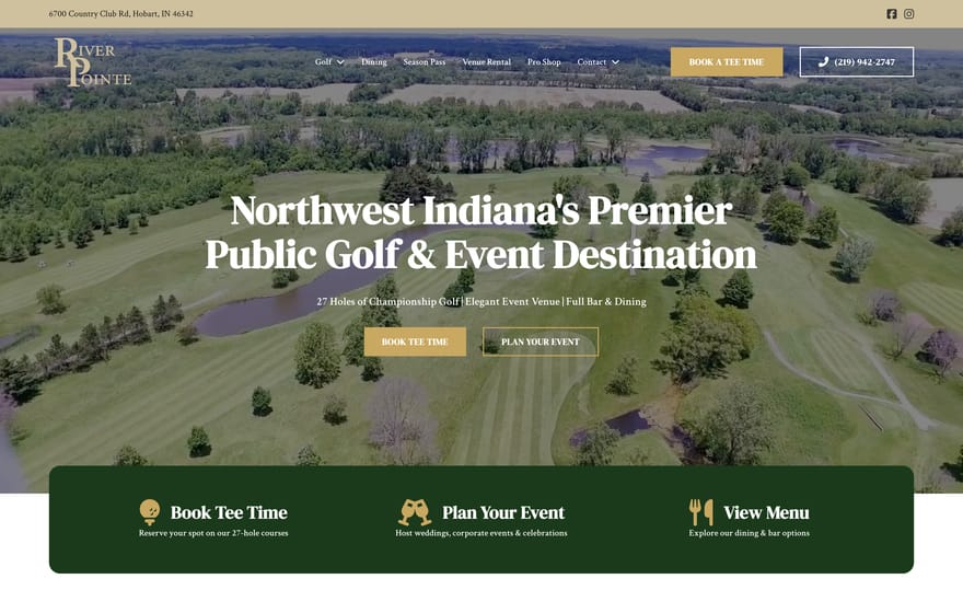 River Pointe Country Club website by True Mtn