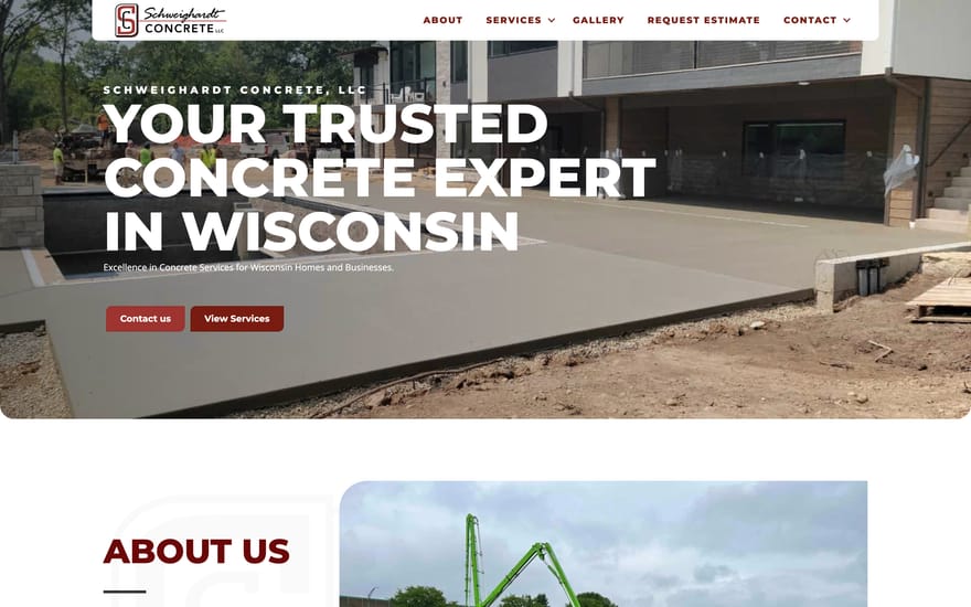 Schweighardt Concrete website designed by True Mtn