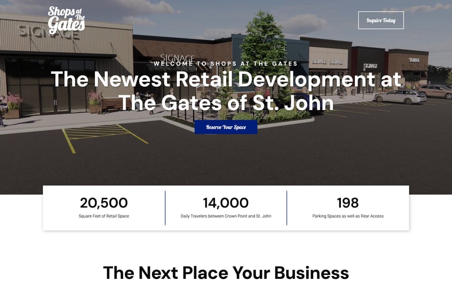 Shops at The Gates website designed by True Mtn