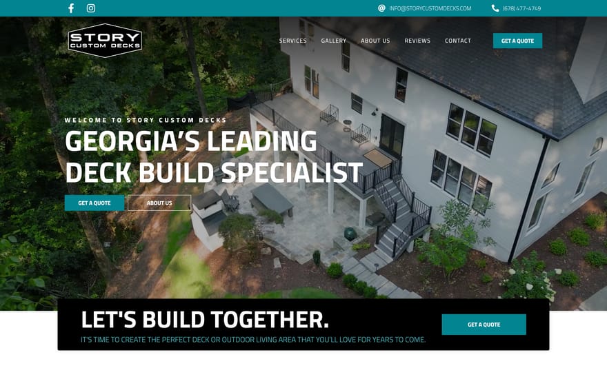 Story Custom Decks website designed by True Mtn