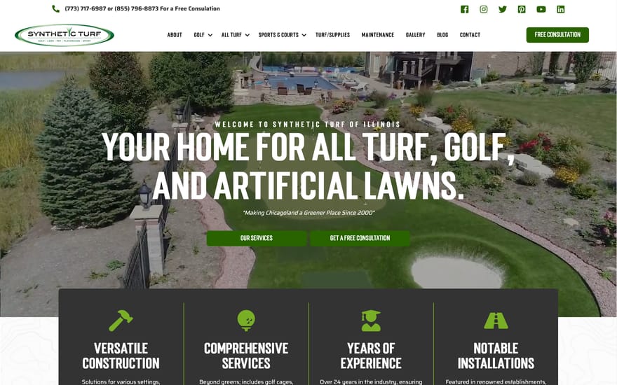Synthetic Turf of Illinois website designed by True Mtn